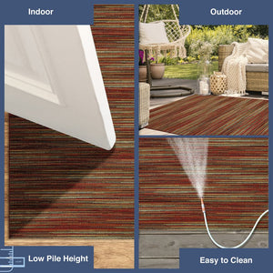 Trans Ocean Liora Manne Marina Stripes Area Rug - Stylish Indoor/Outdoor Geometric Design For Every Space Red Polypropylene,Polyester Mnar8805217