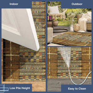 Trans Ocean Liora Manne Marina Tribal Stripe Indoor/Outdoor Pillow - Vibrant Geometric Accent For Any Space Gold Polypropylene,Polyester Mna45805709