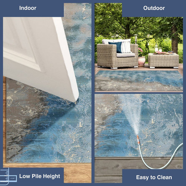 Trans Ocean Liora Manne Marina Coastal Area Rug – Vibrant Graphic Design For Indoor And Outdoor Spaces Blue Polypropylene,Polyester Mna69806804