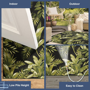 Trans Ocean Liora Marina Jungle Leaves Indoor/Outdoor Area Rug - Contemporary Botanical Design For All Spaces Black Polypropylene,Polyester Mna69811548