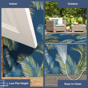 Trans Ocean Liora Manne Marina Palm Border Area Rug - Stylish Indoor/Outdoor Transitional Botanical Design Navy Polypropylene,Polyester Mna45815133