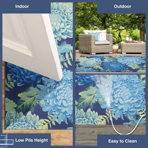 Trans Ocean Liora Manne Marina Mum Indoor/Outdoor Area Rug - Vibrant Floral Design For Style And Comfort Blue Polypropylene,Polyester Mna58818303