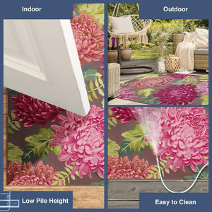 Trans Ocean Liora Manne Marina Mum Indoor/Outdoor Area Rug - Vibrant Floral Design For Style And Comfort Pink Polypropylene,Polyester Mna58818337