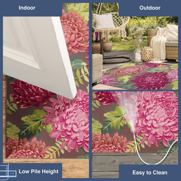Trans Ocean Liora Manne Marina Mum Indoor/Outdoor Area Rug - Vibrant Floral Design For Style And Comfort Pink Polypropylene,Polyester Mna58818337