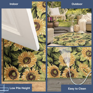 Trans Ocean Liora Manne Marina Sunflower Indoor/Outdoor Pillow - Vibrant Floral Design For Stylish Spaces Black Polypropylene,Polyester Mna69818448