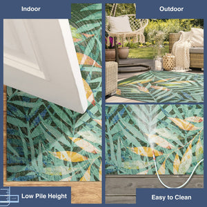 Trans Ocean Liora Manne Marina Leaves Area Rug - Vibrant Tropical Design For Indoor/Outdoor Spaces, 4'10" X 7'6" Blue Polypropylene,Polyester Mna58818703