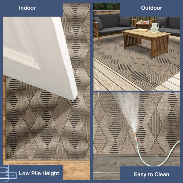 Trans Ocean Liora Manne Monaco Diamonds Area Rug - Stylish Indoor/Outdoor Design With Rustic Tribal Pattern Natural Polypropylene Moc69627512