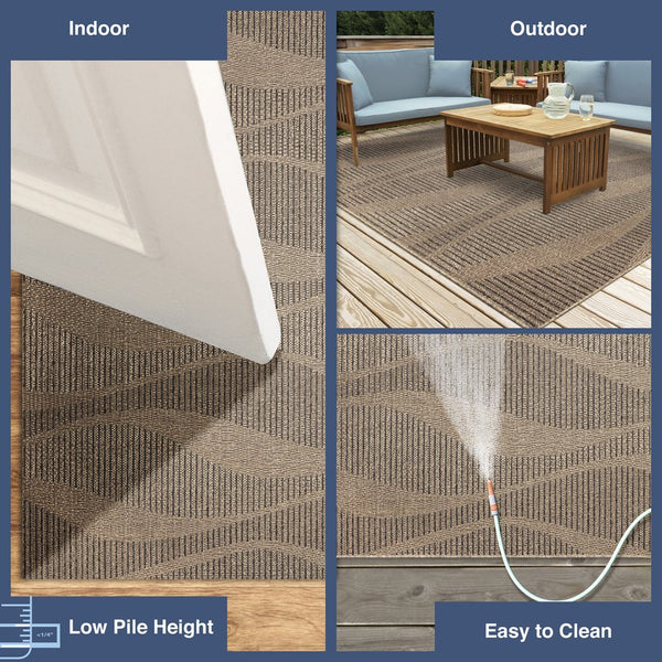 Trans Ocean Liora Manne Monaco Wave Indoor/Outdoor Area Rug - Stylish Transitional Design For Any Space Natural Polypropylene Moc57627612