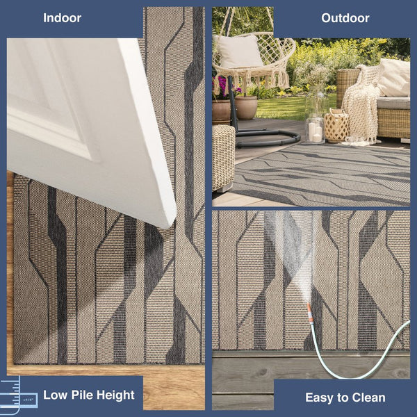 Trans Ocean Liora Manne Monaco Vienna Area Rug - Contemporary Geometric Design For Indoor/Outdoor Spaces Natural Polypropylene Moc57627712