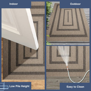 Trans Ocean Liora Manne Monaco Multi Border Area Rug - Stylish Indoor/Outdoor Design For Elegant Spaces Natural Polypropylene Moc69628012