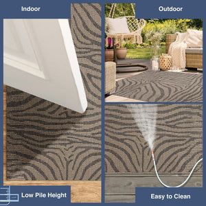 Trans Ocean Liora Manne Monaco Zebra Indoor/Outdoor Area Rug - Stylish Graphic Design For Modern Spaces Natural Polypropylene Mocs8628112