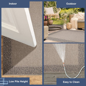 Trans Ocean Liora Manne Monaco Leopard Border Area Rug - Stylish Indoor/Outdoor Flatweave With Animal Print Design Natural Polypropylene Mocr8628212