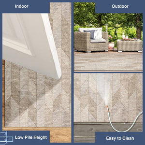 Trans Ocean Liora Manne Orly Angles Indoor/Outdoor Area Rug - Contemporary Geometric Design For Any Space Natural Polypropylene Olyr8648212