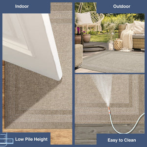 Trans Ocean Liora Manne Orly Power Loomed Geometric Area Rug For Indoor/Outdoor With Textured Border Design Natural Polypropylene Olyr8648412