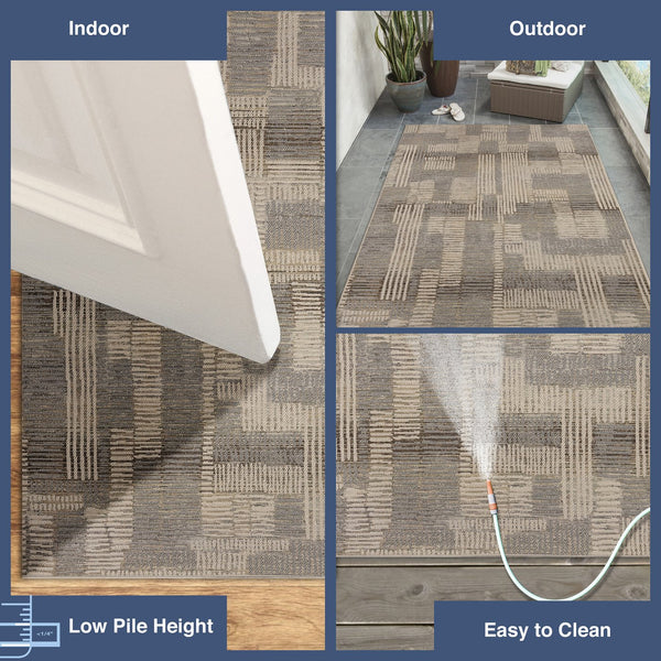 Trans Ocean Liora Manne Riviera Lines Area Rug - Contemporary Geometric Design For Indoor/Outdoor Spaces Natural Polypropylene Rvar8684512