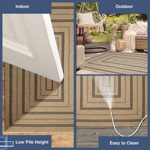 Trans Ocean Liora Manne Sahara Multi Border Indoor/Outdoor Area Rug - Stylish Geometric Design For Any Space Natural Polypropylene,Polyester Sah57718512