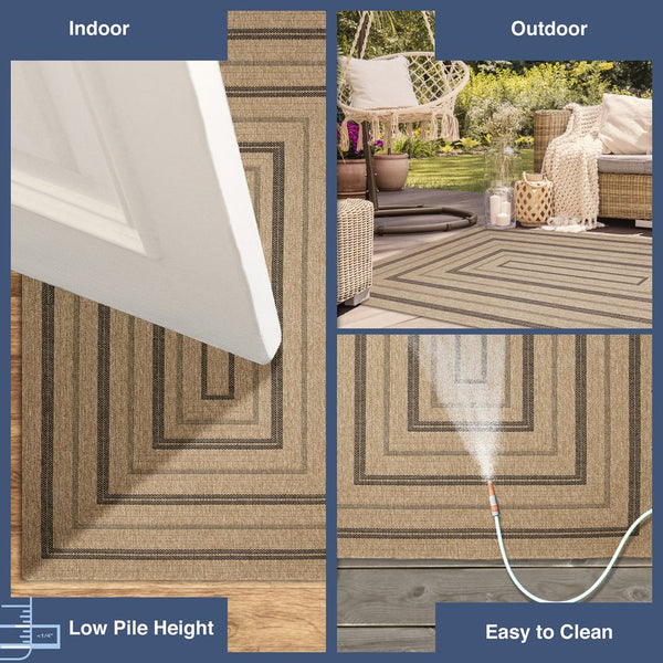 Trans Ocean Liora Manne Sahara Multi Border Indoor/Outdoor Area Rug - Stylish Geometric Design For Any Space Natural Polypropylene,Polyester Sah57718512