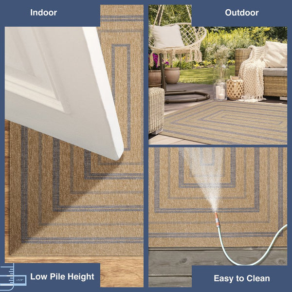 Trans Ocean Liora Manne Sahara Multi Border Indoor/Outdoor Area Rug - Stylish Geometric Design For Any Space Navy Polypropylene,Polyester Sah57718533