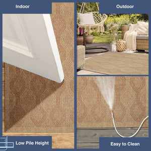 Trans Ocean Liora Manne Sahara Links Indoor/Outdoor Area Rug – Stylish Geometric Design For Versatile Spaces Rust Polypropylene,Polyester Sah45718614