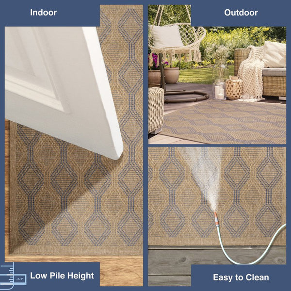 Trans Ocean Liora Manne Sahara Links Indoor/Outdoor Area Rug – Stylish Geometric Design For Versatile Spaces Navy Polypropylene,Polyester Sahr8718633