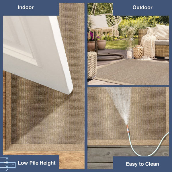 Trans Ocean Liora Manne Sahara Texture Border Indoor/Outdoor Area Rug - Elegant, Versatile Design For Any Space Natural Polypropylene,Polyester Sahr8719012