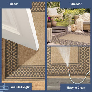 Trans Ocean Liora Manne Sahara Diamond Border Area Rug – Stylish Indoor/Outdoor Accent With Geometric Design Natural Polypropylene,Polyester Sahs8719212