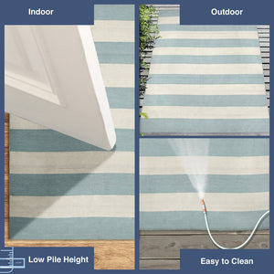 Trans Ocean Liora Manne Sorrento Rugby Stripe Indoor/Outdoor Area Rug – Hand Woven Geometric Accent For Style Blue Polyester,Acrylic Srnr8630293