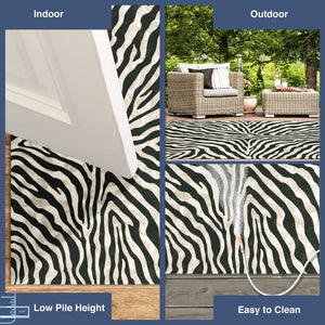 Trans Ocean Liora Manne Visions I Zebra Indoor/Outdoor Handmade Pillow - Stylish Graphic Animal Print Accent Black Polyester Vaf23304348