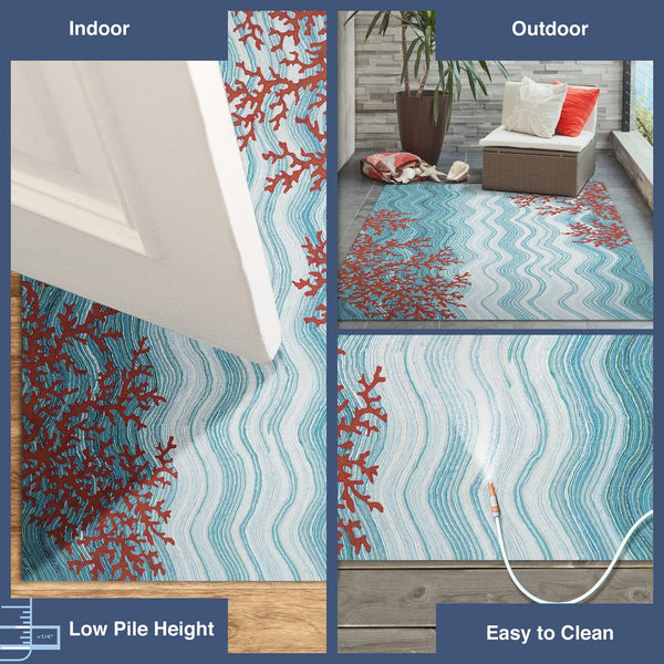Trans Ocean Liora Manne Visions Iv Coral Reef 2' X 3' Indoor/Outdoor Area Rug - Stylish, Durable, Easy Care! Blue Polyester Vgh23325503