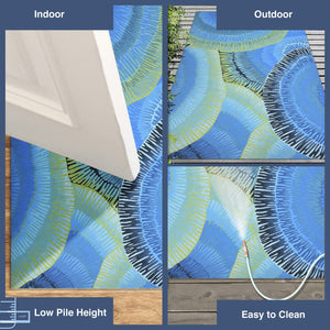 Trans Ocean Liora Manne Visions Iv Cirque Indoor/Outdoor Pillow - Vibrant Botanical Art For Stylish Spaces Blue Polyester Vgh23430204