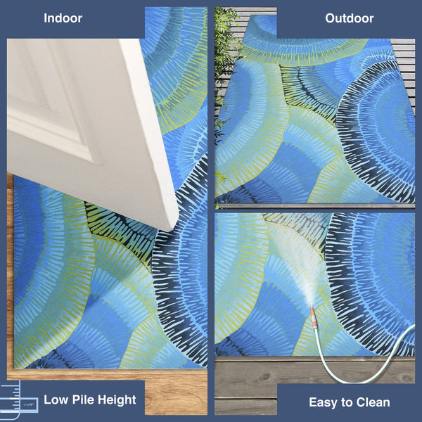 Trans Ocean Liora Manne Visions Iv Cirque Indoor/Outdoor Pillow - Vibrant Botanical Art For Stylish Spaces Blue Polyester Vgh23430204