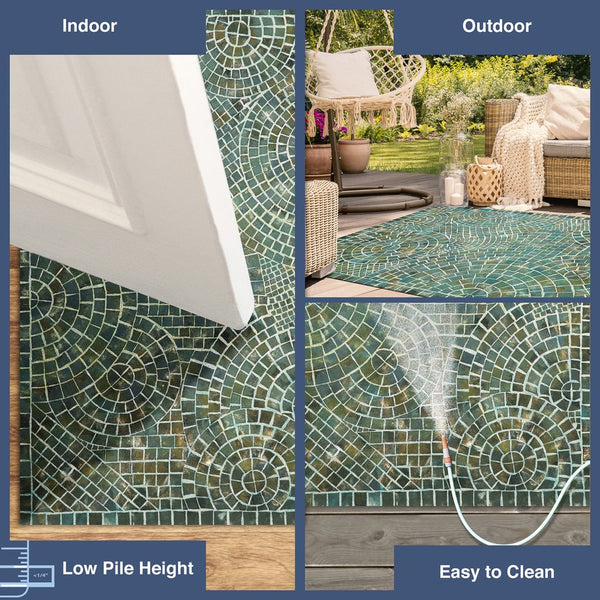 Trans Ocean Liora Manne Visions V Indoor/Outdoor Area Rug - Handcrafted Artistry With Durable Polyester Elegance Blue Polyester Vhi23325703