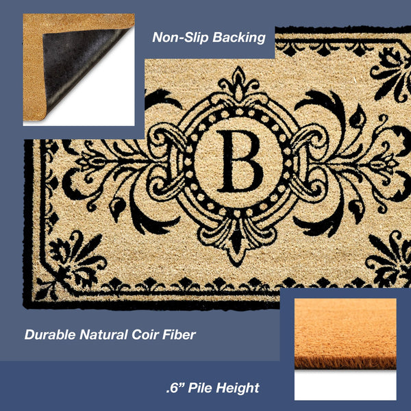 Trans Ocean Liora Manne Dwell Vine Outdoor Mat - Elegant Floral Design With Traditional Borders For Entryways Black Coir Pile Dwl24900448b