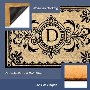 Trans Ocean Liora Manne Dwell Vine Outdoor Mat - Elegant Floral Design With Traditional Borders For Entryways Black Coir Pile Dwl24900448d