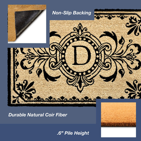 Trans Ocean Liora Manne Dwell Vine Outdoor Mat - Elegant Floral Design With Traditional Borders For Entryways Black Coir Pile Dwl24900448d