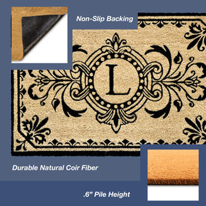 Trans Ocean Liora Manne Dwell Vine Outdoor Mat - Elegant Floral Design With Traditional Borders For Entryways Black Coir Pile Dwl24900448l