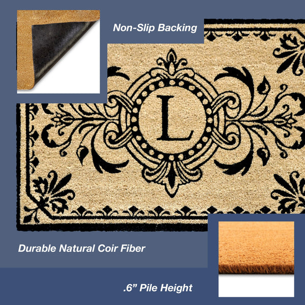 Trans Ocean Liora Manne Dwell Vine Outdoor Mat - Elegant Floral Design With Traditional Borders For Entryways Black Coir Pile Dwl24900448l