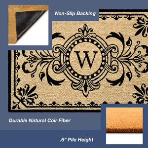 Trans Ocean Liora Manne Dwell Vine Outdoor Mat - Elegant Floral Design With Traditional Borders For Entryways Black Coir Pile Dwl24900448w