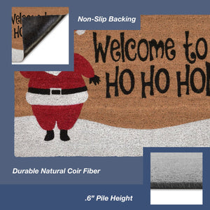 Trans Ocean Liora Manne Ho Ho Home Outdoor Mat - Cheerful Santa Coir Mat For Festive Entryways, 1'6" X 2'6" Natural Coir Ntr12201312