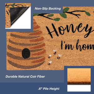 Trans Ocean Liora Manne Natura Honey I'm Home Outdoor Mat - Whimsical Bee Hive Design For Vibrant Entryways Natural Coir Ntr23222612