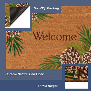 Trans Ocean Liora Manne Natura Pinecone Border Outdoor Mat - Charming Botanical Welcome For Your Home Entrance Natural Coir Ntr12253012