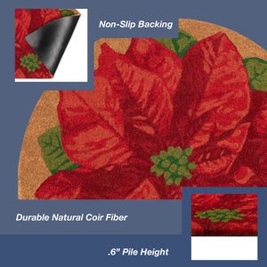 Trans Ocean Liora Manne Natura Poinsettia Outdoor Mat - Festive Floral Design For A Vibrant Entryway 1'6"X2'6" Natural Coir Ntrh1254212