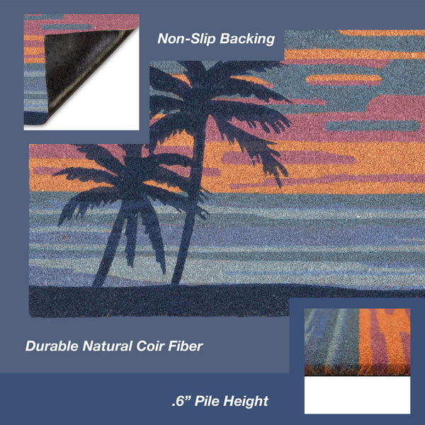 Trans Ocean Liora Manne Natura Sunset Outdoor Mat - Vibrant Twilight Scene With Tropical Trees For Your Space Multi Coir Ntr23254544
