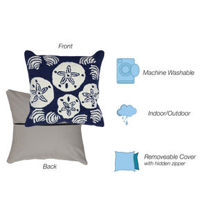 Trans Ocean Liora Manne Frontporch Shell Toss Indoor/Outdoor Pillow - Coastal Chic Accent For Any Space Navy Polyester,Acrylic 7fp8s140833