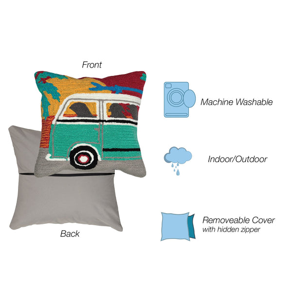 Trans Ocean Liora Manne Frontporch Beach Trip Pillow - 18" Coastal Design With Black Labs & Sunset Vibes Blue Polyester,Acrylic 7fp8s147518