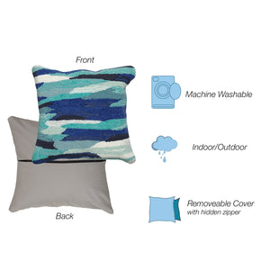 Trans Ocean Liora Manne Frontporch Cloud 18" X 18" Indoor/Outdoor Pillow - Stylish Geometric Design In Aruba Blue Polyester,Acrylic 7fp8s172594