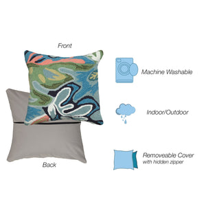 Trans Ocean Liora Manne On Holiday Indoor/Outdoor Pillow - Vibrant Floral Design, 18" X 18" For Stylish Living Blue Polyester,Acrylic 7fp8s174004