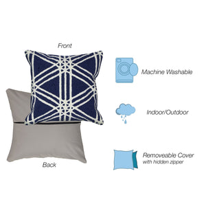 Trans Ocean Liora Manne Frontporch Hex Indoor/Outdoor Pillow - Stylish Geometric Design For All Spaces Navy Polyester,Acrylic 7fp8s174133