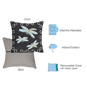 Trans Ocean Liora Manne Frontporch Dragonfly Indoor/Outdoor Pillow - Stylish Contemporary Accent For Any Space Black Polyester,Acrylic 7fp8s204847