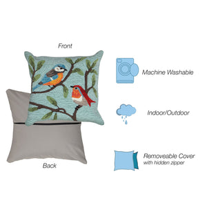 Trans Ocean Liora Birds On Branches Aqua Pillow - 18"X18" Handmade Indoor/Outdoor Botanical Accent Decor Blue Polyester,Acrylic 7fp8s227004